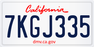 CA license plate 7KGJ335