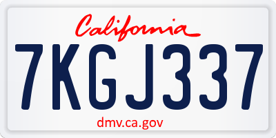 CA license plate 7KGJ337