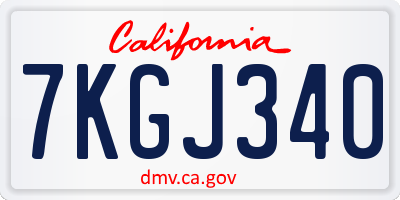 CA license plate 7KGJ340