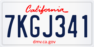 CA license plate 7KGJ341