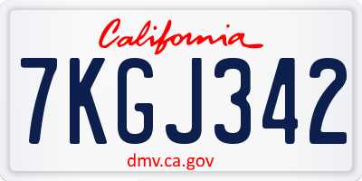 CA license plate 7KGJ342