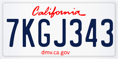CA license plate 7KGJ343