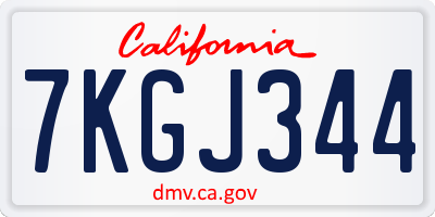 CA license plate 7KGJ344