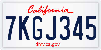 CA license plate 7KGJ345