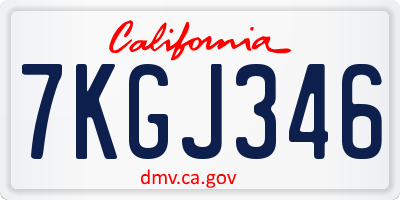CA license plate 7KGJ346