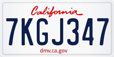 CA license plate 7KGJ347