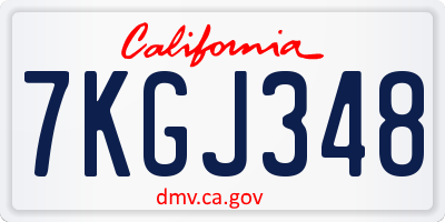 CA license plate 7KGJ348