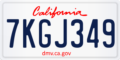 CA license plate 7KGJ349