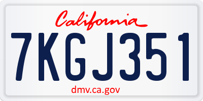 CA license plate 7KGJ351