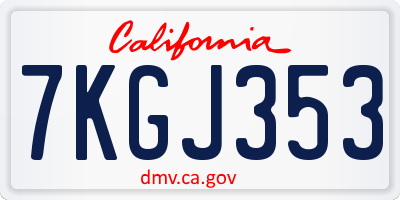 CA license plate 7KGJ353