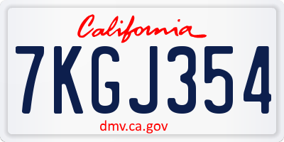 CA license plate 7KGJ354