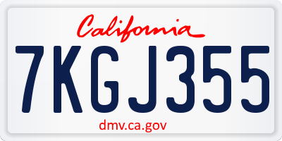 CA license plate 7KGJ355