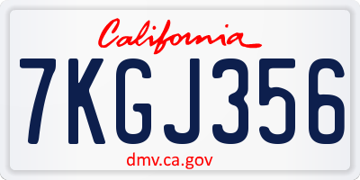 CA license plate 7KGJ356
