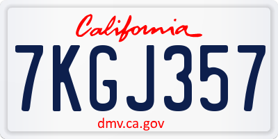 CA license plate 7KGJ357