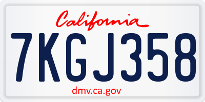 CA license plate 7KGJ358