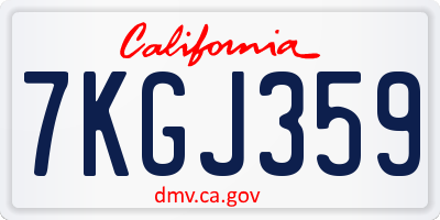 CA license plate 7KGJ359