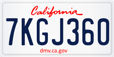 CA license plate 7KGJ360