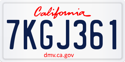 CA license plate 7KGJ361