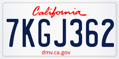 CA license plate 7KGJ362