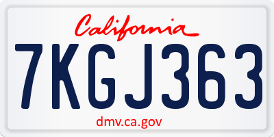 CA license plate 7KGJ363