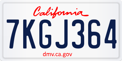 CA license plate 7KGJ364