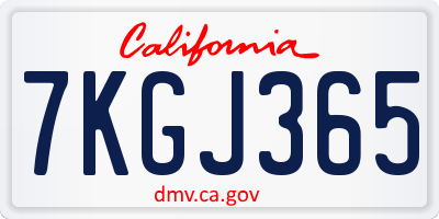 CA license plate 7KGJ365