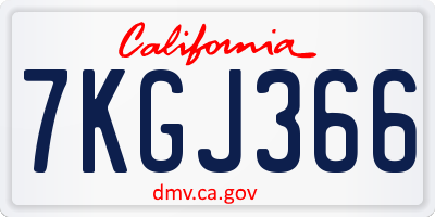 CA license plate 7KGJ366