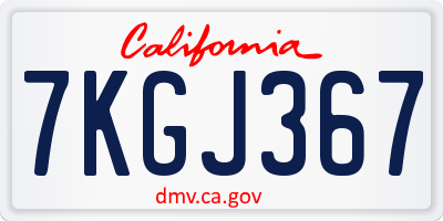 CA license plate 7KGJ367