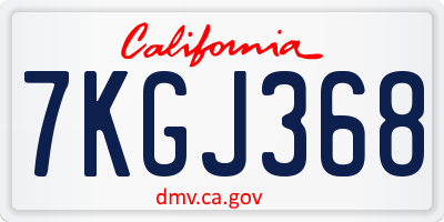 CA license plate 7KGJ368