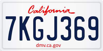 CA license plate 7KGJ369