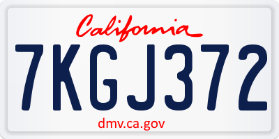CA license plate 7KGJ372