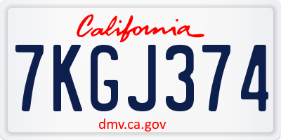CA license plate 7KGJ374
