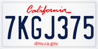CA license plate 7KGJ375
