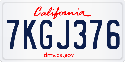 CA license plate 7KGJ376