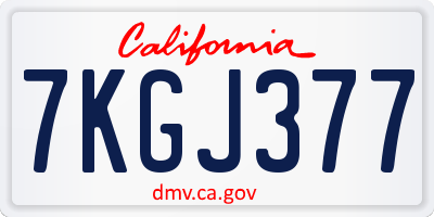 CA license plate 7KGJ377