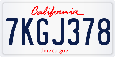 CA license plate 7KGJ378