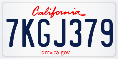 CA license plate 7KGJ379