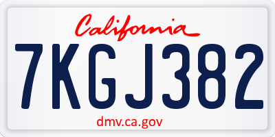 CA license plate 7KGJ382