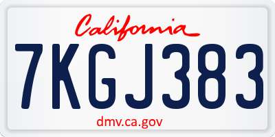 CA license plate 7KGJ383