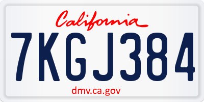 CA license plate 7KGJ384