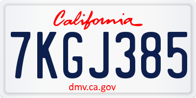 CA license plate 7KGJ385
