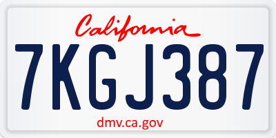 CA license plate 7KGJ387
