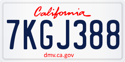 CA license plate 7KGJ388