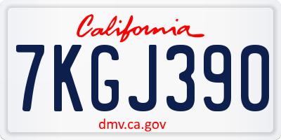 CA license plate 7KGJ390