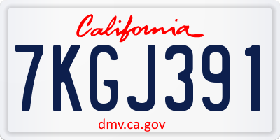 CA license plate 7KGJ391