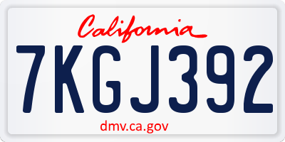 CA license plate 7KGJ392