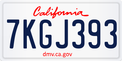 CA license plate 7KGJ393