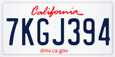CA license plate 7KGJ394