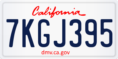 CA license plate 7KGJ395