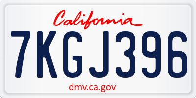 CA license plate 7KGJ396